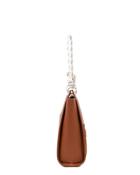 Tσάντα ώμου DOCA σε καφέ χρώμα με ιδιαίτερο σχέδιο και εξωτερική τσέπη ΤΠΤ396000