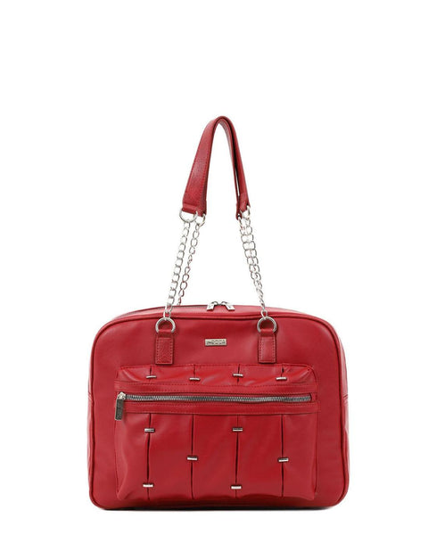 Τσάντα ώμου DOCA χιαστί σε κόκκινο χρώμα με μεταλλικές διακοσμητικές λεπτομέρειες. ΤΠΤ187000