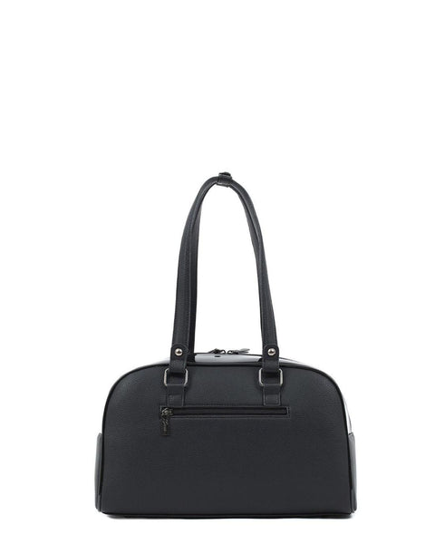 Γυναικεία τσάντα ώμου DOCA σε μαύρο χρώμα με καρό σχέδιοΤΠΤ255000