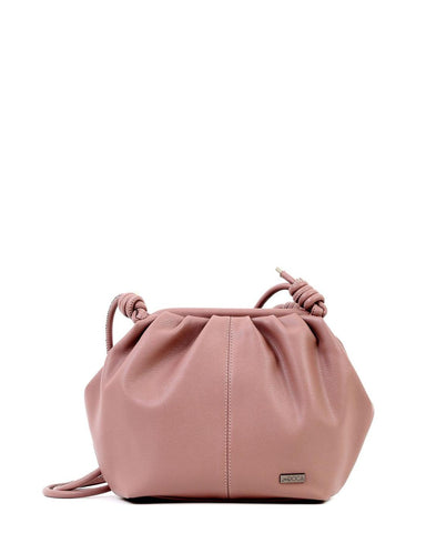Tσάντα ώμου DOCA σε ροζ χρώμα με πτυχές και διακοσμητικό δέσιμο στα χεράκια ΤΠΤ032000