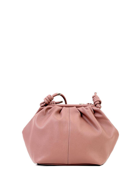 Tσάντα ώμου DOCA σε ροζ χρώμα με πτυχές και διακοσμητικό δέσιμο στα χεράκια ΤΠΤ032000