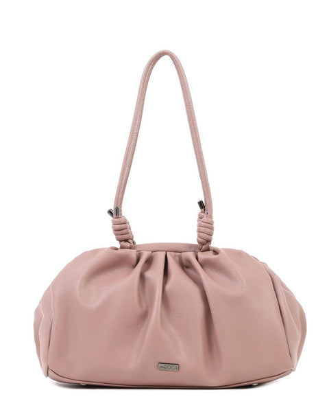 Tσάντα ώμου DOCA σε ροζ χρώμα με πτυχές και διακοσμητικό δέσιμο στα χεράκια ΤΠΤ034000