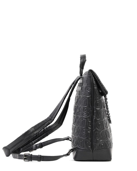 Tσάντα πλάτης DOCA σε μαύρο χρώμα  με αλυσίδα και καπιτονέ υφή  ΤΠΤ049000