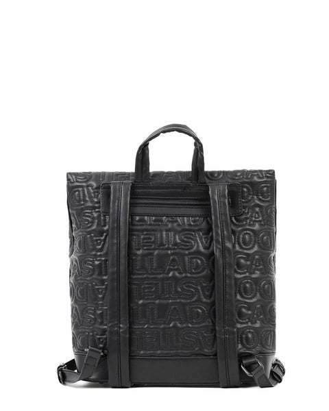 Tσάντα πλάτης DOCA σε μαύρο χρώμα  με αλυσίδα και καπιτονέ υφή  ΤΠΤ049000
