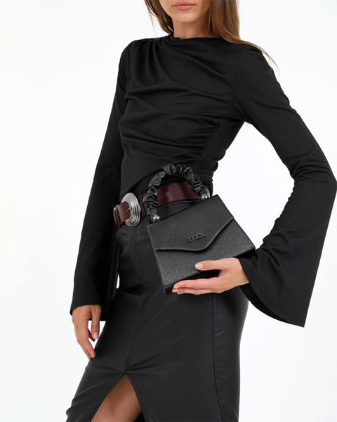Γυναικείο βραδινό τσαντάκι clutch DOCA σε  μαύρο χρώμα με στρας  ΤΠΤ980000