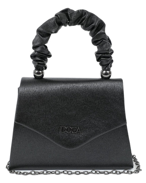 Γυναικείο βραδινό τσαντάκι clutch DOCA σε  μαύρο χρώμα με στρας  ΤΠΤ980000