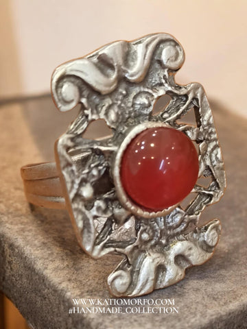 Χειροποίητο έθνικ δαχτυλίδι ζάμακ σε ρυθμιζόμενο μέγεθος Δ283000