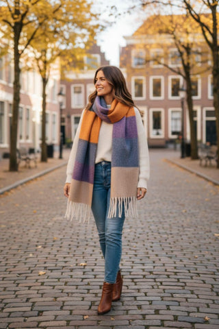 Πλεκτό κασκόλ-πασμίνα με αφράτη πλέξη viscose-cashmere 190x100cm  Φ016000