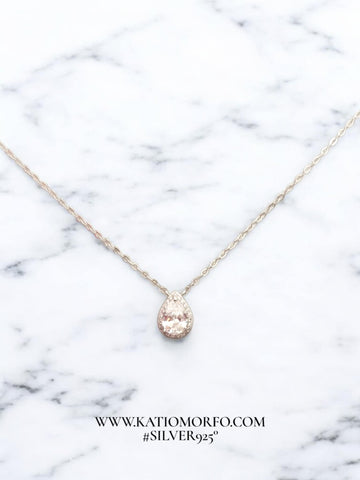 Χειροποίητο Κολιέ σταγόνα σε Ασήμι 925° με ζιργκόν. Κ304000