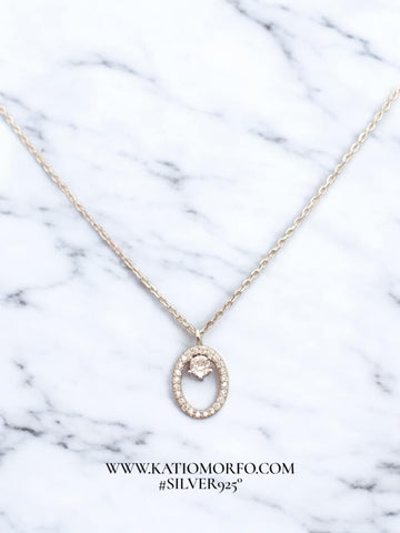 Χειροποίητο Κολιέ γεωμετρικό σε Ασήμι 925° με ζιργκόν. Κ305000