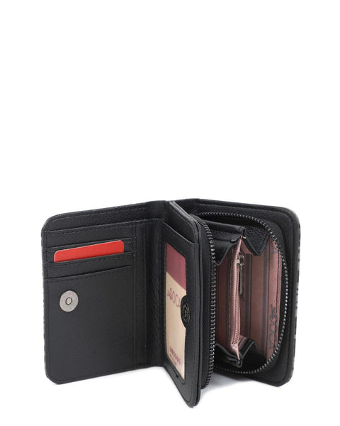 Πορτοφόλι DOCA σε γκρι χρώμα με κλείσιμο με καπάκι, υφή φίδι και ασημί κούμπωμα.ΤΠΠ192000