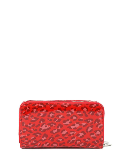 Πορτοφόλι DOCA σε κόκκινο χρώμα με διπλό φερμουάρ και animal print τύπωμα.  ΤΠΠ184000