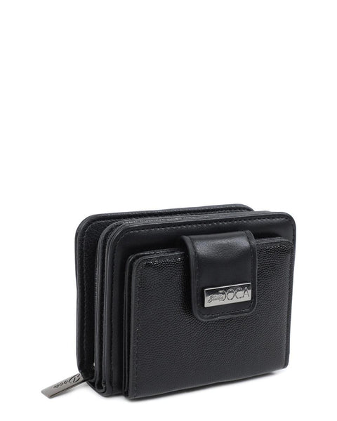 Πορτοφόλι DOCA σε μαύρο χρώμα με ασημί κούμπωμα. ΤΠΠ190000