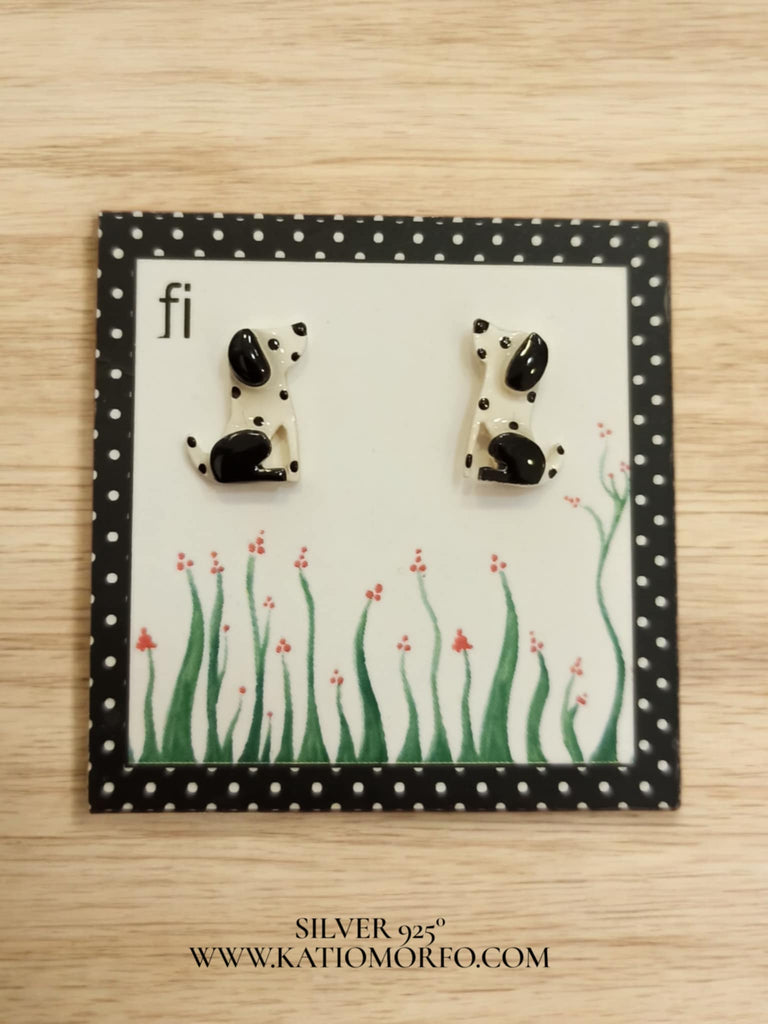 Χειροποίητα Σκουλαρίκια σκυλάκια ζωγραφιστά με σμάλτο σε Ασήμι 925° Σ579000