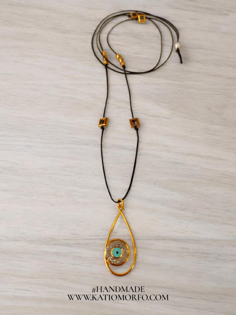 Χειροποίητο μακρύ κολιέ με μάτι Κ257000