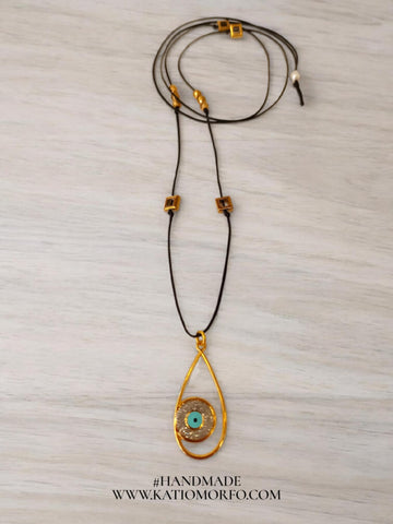 Χειροποίητο μακρύ κολιέ με μάτι Κ257000