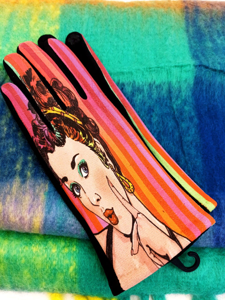 Γάντια βελουτέ με φλις επένδυση σε εντυπωσιακό σχέδιο