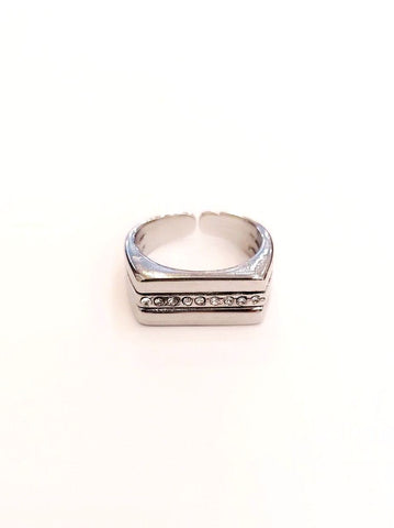 Ατσάλινο δαχτυλίδι με στρας Δ011425